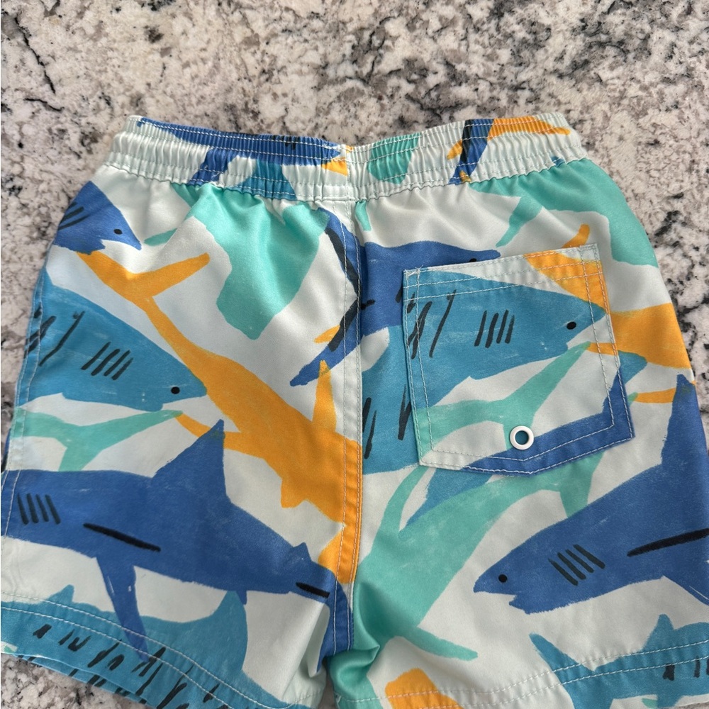 Kids Tea brand Colorful Shark Print swim trunks - Picture 2 of 3